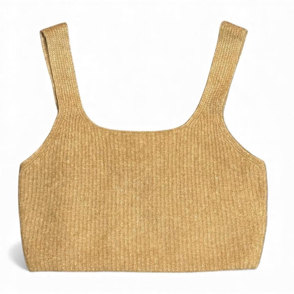 NWT Everlane Cozy Stretch Tank Size S Wool Yak Blend Square Neck Tan Camel